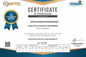 Dr.Vidya Bhandwalkar Top Performing Mentor_2023