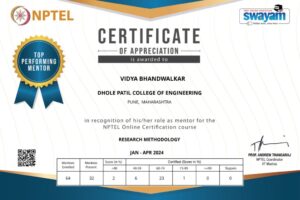 Dr.Vidya Bhandwalkar Top Performing Mentor_2024